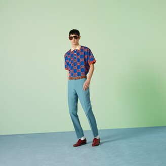 【GUCCI】GG Jacquard Cotton Silk Polo Short-Sleeve T-Shirt Gucci - GG silk and cotton jacquard polo shirt Gucci